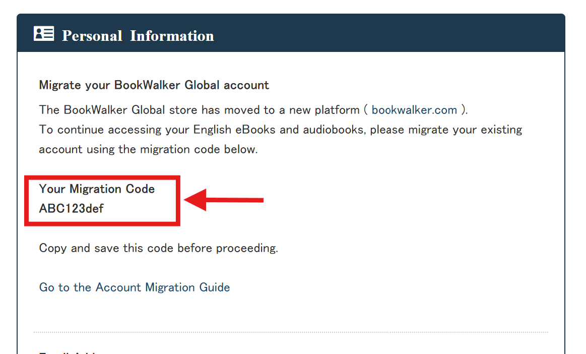 Migrate your account using a migration code – BookWalker Support